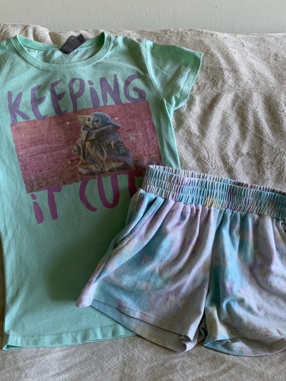 Next Level Apparel Mint Green Baby Yoda 'Keeping It Cute' Pajama Set